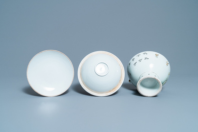 A Chinese qianjiang cai covered bowl and a jar, 19/20th C.