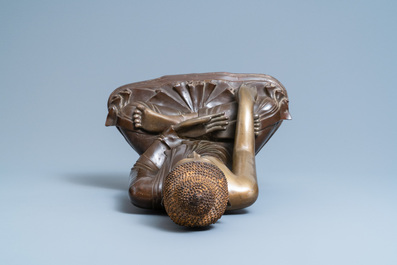 Een deels gelakte bronzen figuur van Boeddha, Mandalay, Birma, 18/19e eeuw
