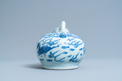 A Chinese blue and white 'flying horse' ewer, Wanli