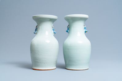 Five Chinese blue and white and famille rose vases, 19th C.