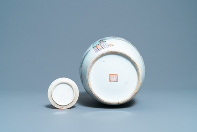 A Chinese qianjiang cai covered bowl and a jar, 19/20th C.