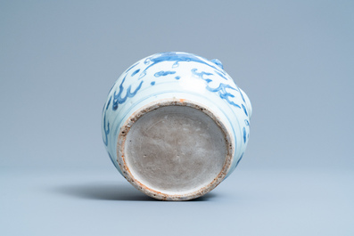 A Chinese blue and white 'flying horse' ewer, Wanli