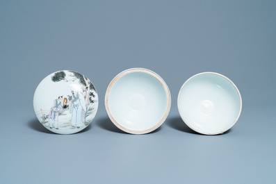 A Chinese qianjiang cai covered bowl and a jar, 19/20th C.