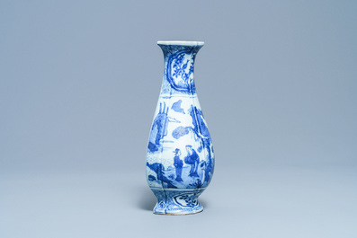 A Chinese blue and white wall vase, Wanli