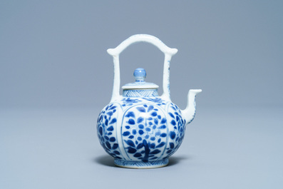 A Chinese blue and white miniature teapot, Kangxi