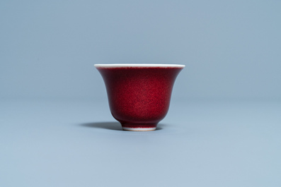 A Chinese monochrome sang de boeuf-glazed wine cup, 19/20th C.