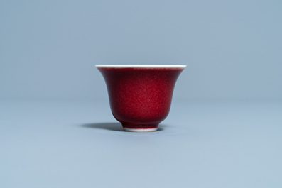 A Chinese monochrome sang de boeuf-glazed wine cup, 19/20th C.