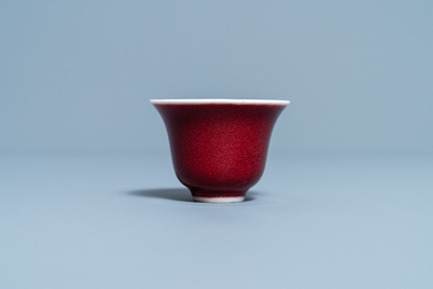 A Chinese monochrome sang de boeuf-glazed wine cup, 19/20th C.