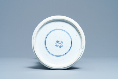 A Chinese blue and white 'gu' vase with figurative design, Kangxi