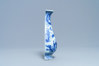 A Chinese blue and white wall vase, Wanli