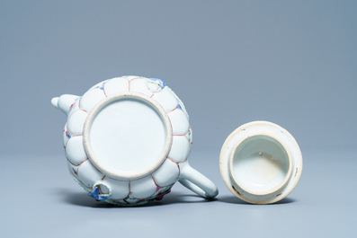 A Chinese famille rose relief-decorated teapot and cover, Yongzheng