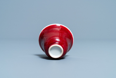 A Chinese monochrome sang de boeuf-glazed wine cup, 19/20th C.