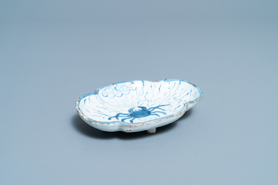 A Chinese blue and white ko-sometsuke 'crab' dish for the Japanese market, Tianqi