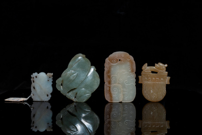 A collection of Chinese jade and hardstone carvings, Qing and later