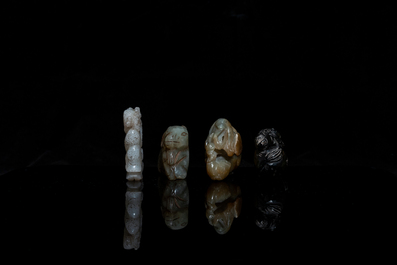 A collection of Chinese jade and hardstone carvings, Qing and later
