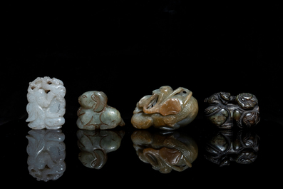 A collection of Chinese jade and hardstone carvings, Qing and later