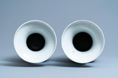 A pair of Chinese famille rose celadon-ground 'dragon' vases, 19th C.