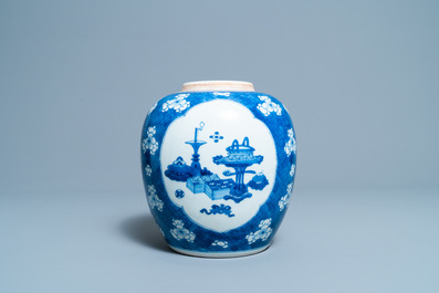 A Chinese blue and white 'qilin' jar, Kangxi