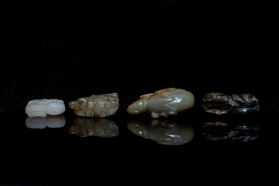 A collection of Chinese jade and hardstone carvings, Qing and later