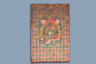 A 'Green Tara' thangka, Tibet, 18/19th C.
