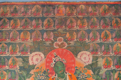 A 'Green Tara' thangka, Tibet, 18/19th C.