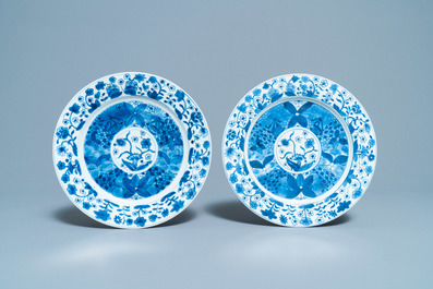 Six Chinese blue and white plates, Kangxi