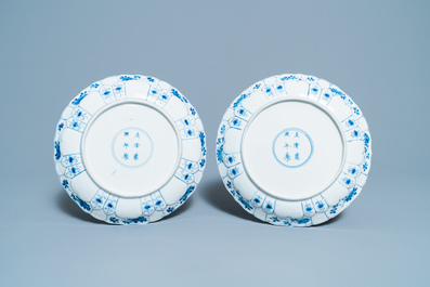 Six Chinese blue and white plates, Kangxi