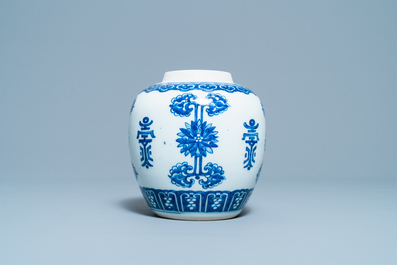 A Chinese blue and white 'Shou' jar, Kangxi