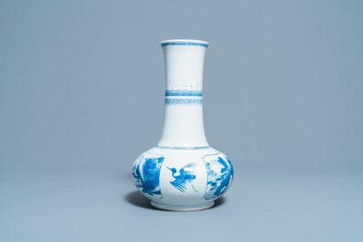 A Chinese blue and white bottle vase, Kangxi
