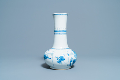 A Chinese blue and white bottle vase, Kangxi