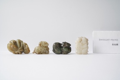 A collection of Chinese jade and hardstone carvings, Qing and later