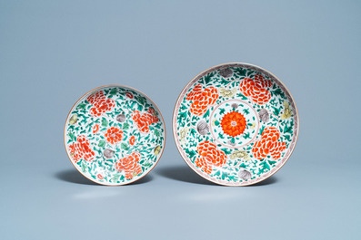 Vier Chinese famille verte schotels, Kangxi