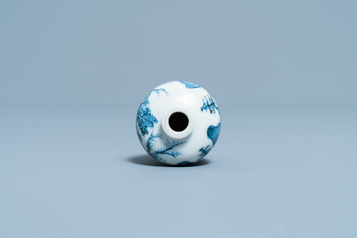 A Chinese blue, white and copper red miniature 'meiping' vase, Kangxi