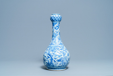 A large Chinese blue and white garlic-mouth vase, Wanli