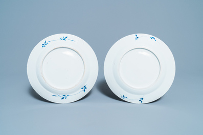 Six Chinese blue and white plates, Kangxi