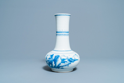 A Chinese blue and white bottle vase, Kangxi