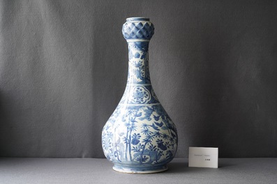 A large Chinese blue and white garlic-mouth vase, Wanli