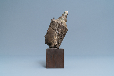 Une t&ecirc;te de Bodhisattva en bronze, Tha&iuml;lande, 18/19&egrave;me