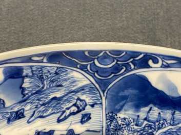 A Chinese blue and white 'musicians' dish, Kangxi