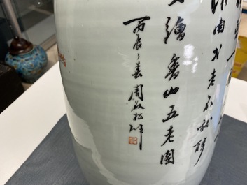 Een Chinese qianjiang cai vaas met geleerden, 19e eeuw