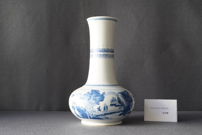 A Chinese blue and white bottle vase, Kangxi