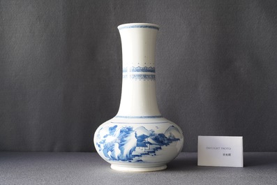 A Chinese blue and white bottle vase, Kangxi