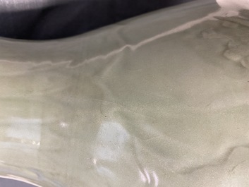 Een Chinese Longquan celadon 'meiping' vaas met reli&euml;fdecor van 'Drie vrienden van de winter', Ming
