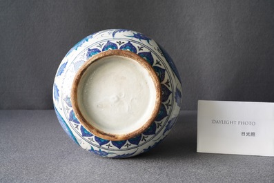 A blue and white Iznik-style vase, probably Samson, France, 19th C.