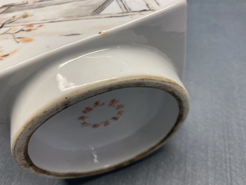 A square Chinese qianjiang cai 'cong' vase, 19/20th C.