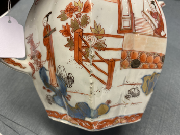 A pair of very large Chinese Imari-style teapots and covers, Kangxi