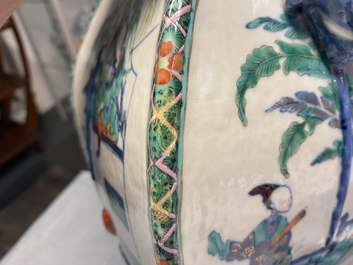 A Chinese doucai vase with elephant handles, Qianlong/Jiaqing