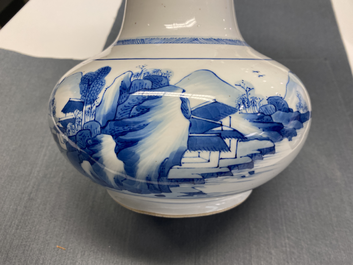 A Chinese blue and white bottle vase, Kangxi