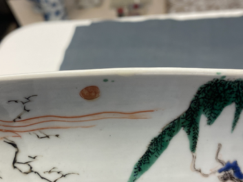 A large Chinese famille verte bowl with figurative design, Kangxi
