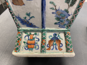A Chinese doucai vase with elephant handles, Qianlong/Jiaqing